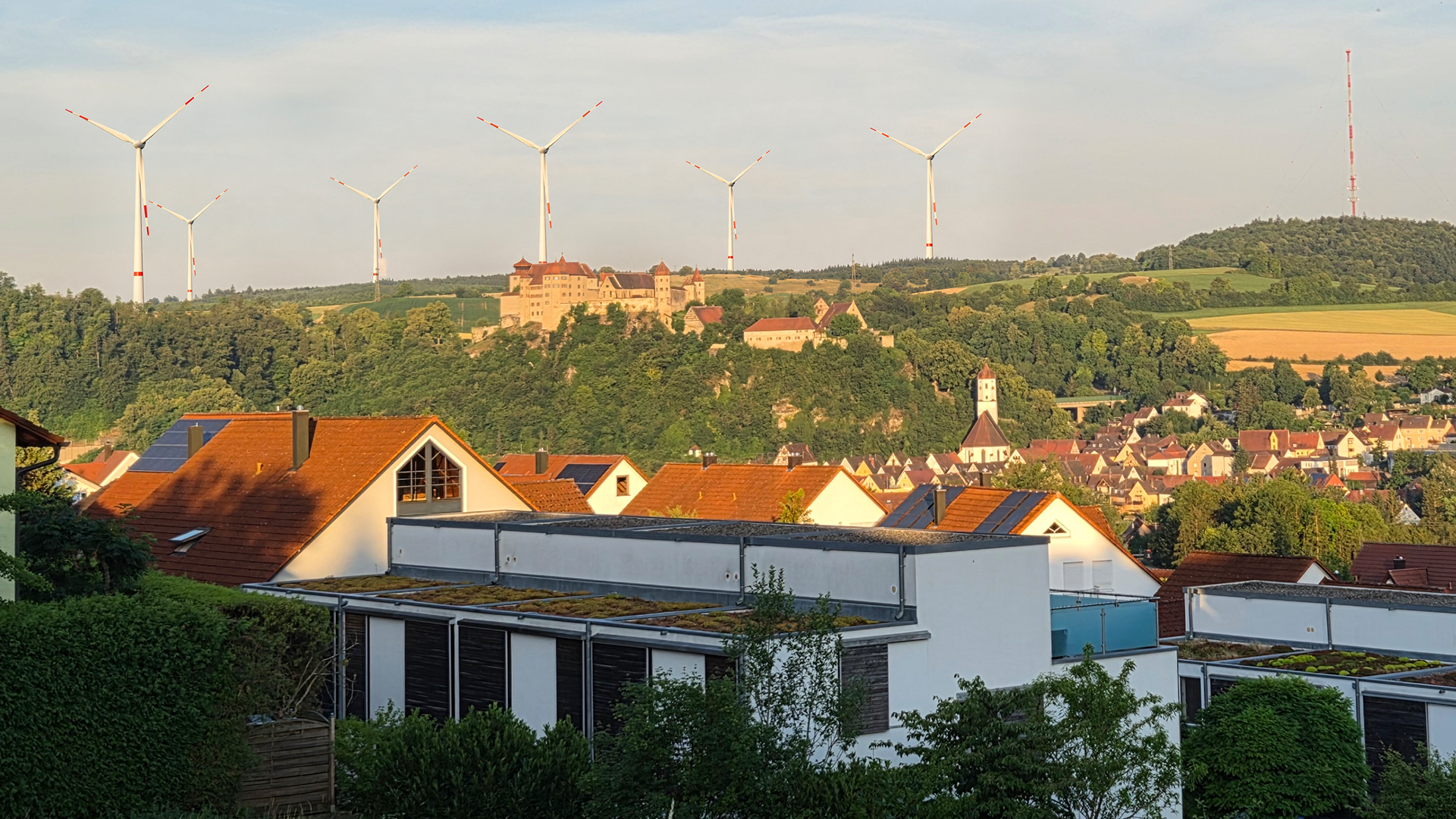 Simulierter Blick über Harburg vom Am Bitschle aus gesehen.